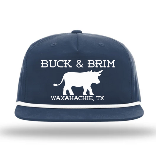 Buck & Brim Logo Hat - Blue + White (PREORDER)